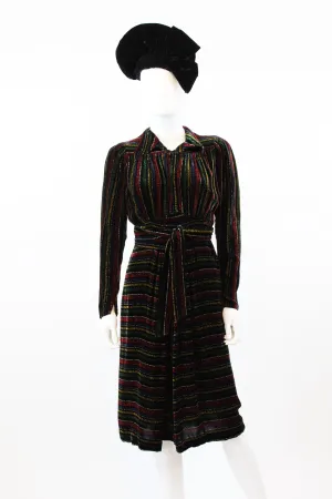 1930s 1940s CHANEL adaptation SILK velvet dress small | new fall