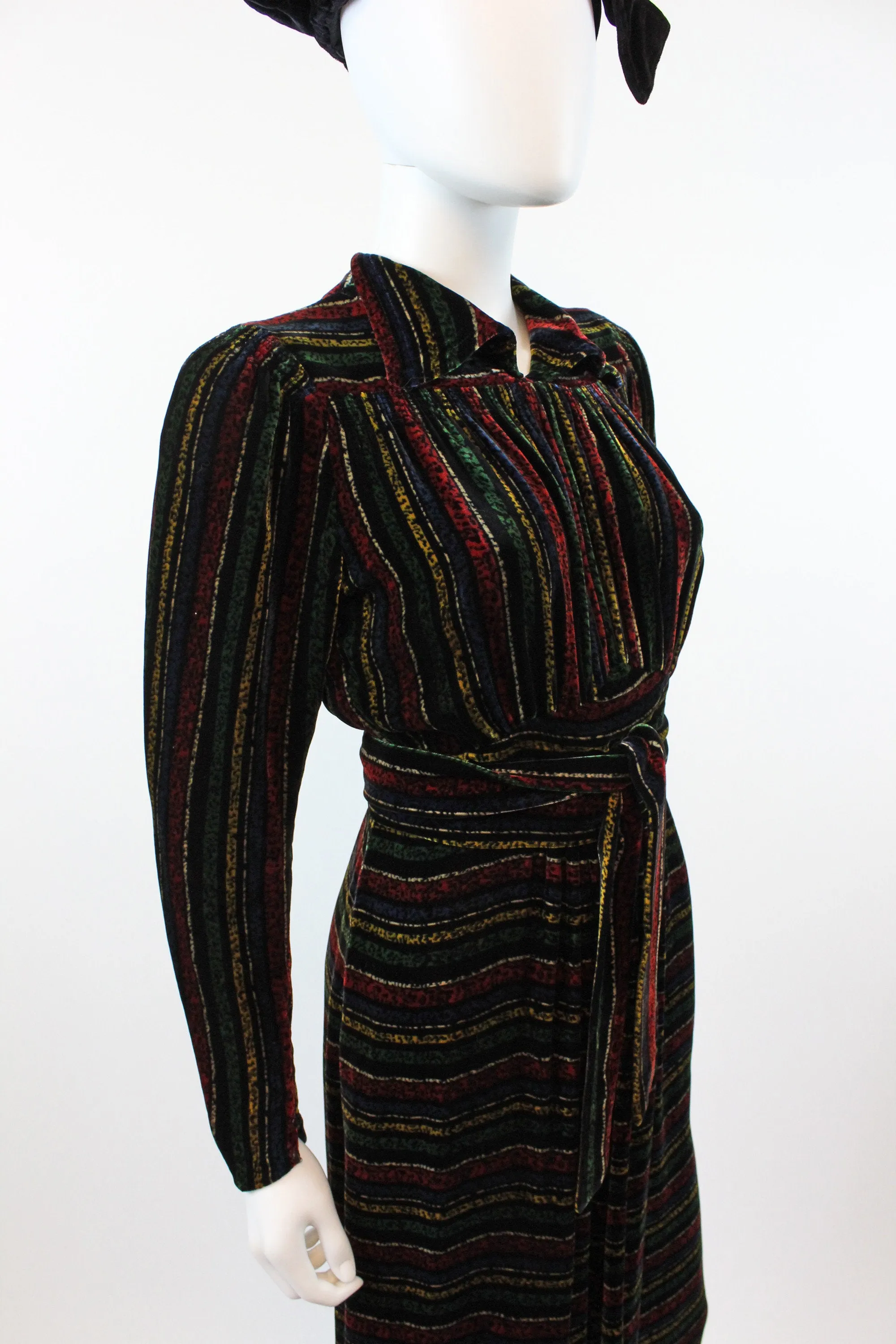 1930s 1940s CHANEL adaptation SILK velvet dress small | new fall