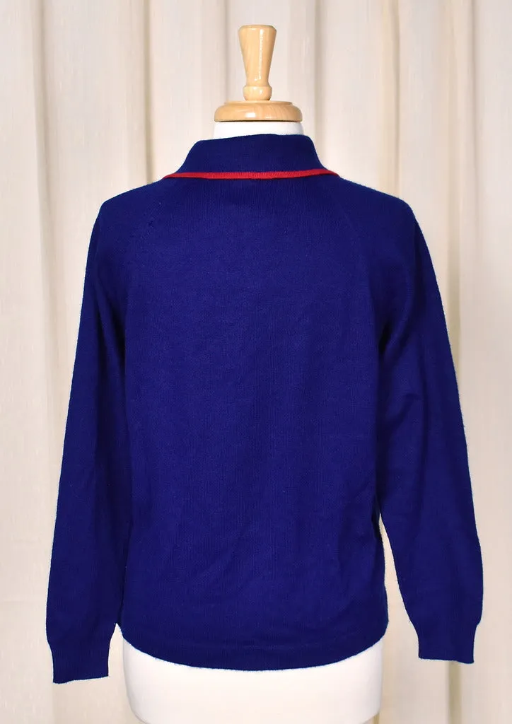 1960s Blue with Red Trim Cardigan