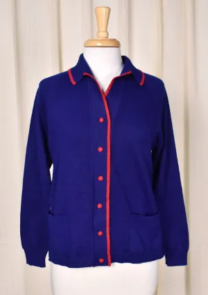 1960s Blue with Red Trim Cardigan