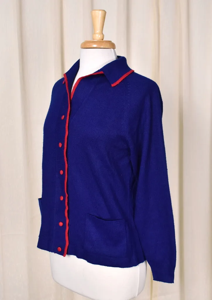 1960s Blue with Red Trim Cardigan