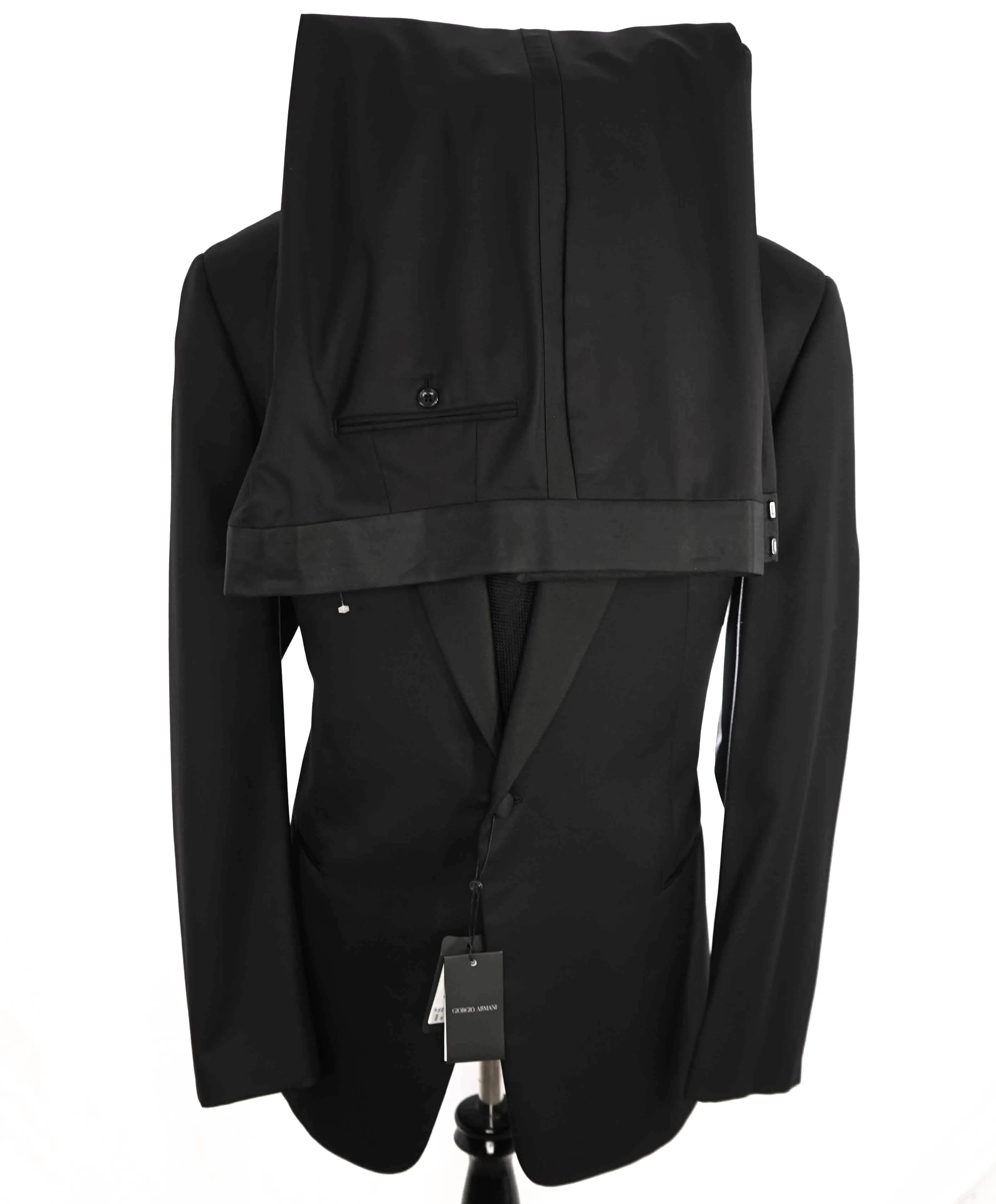 $3,995 GIORGIO ARMANI - "SOFT" Black SILK LINED 160's Peak Lapel Tuxedo - 50L