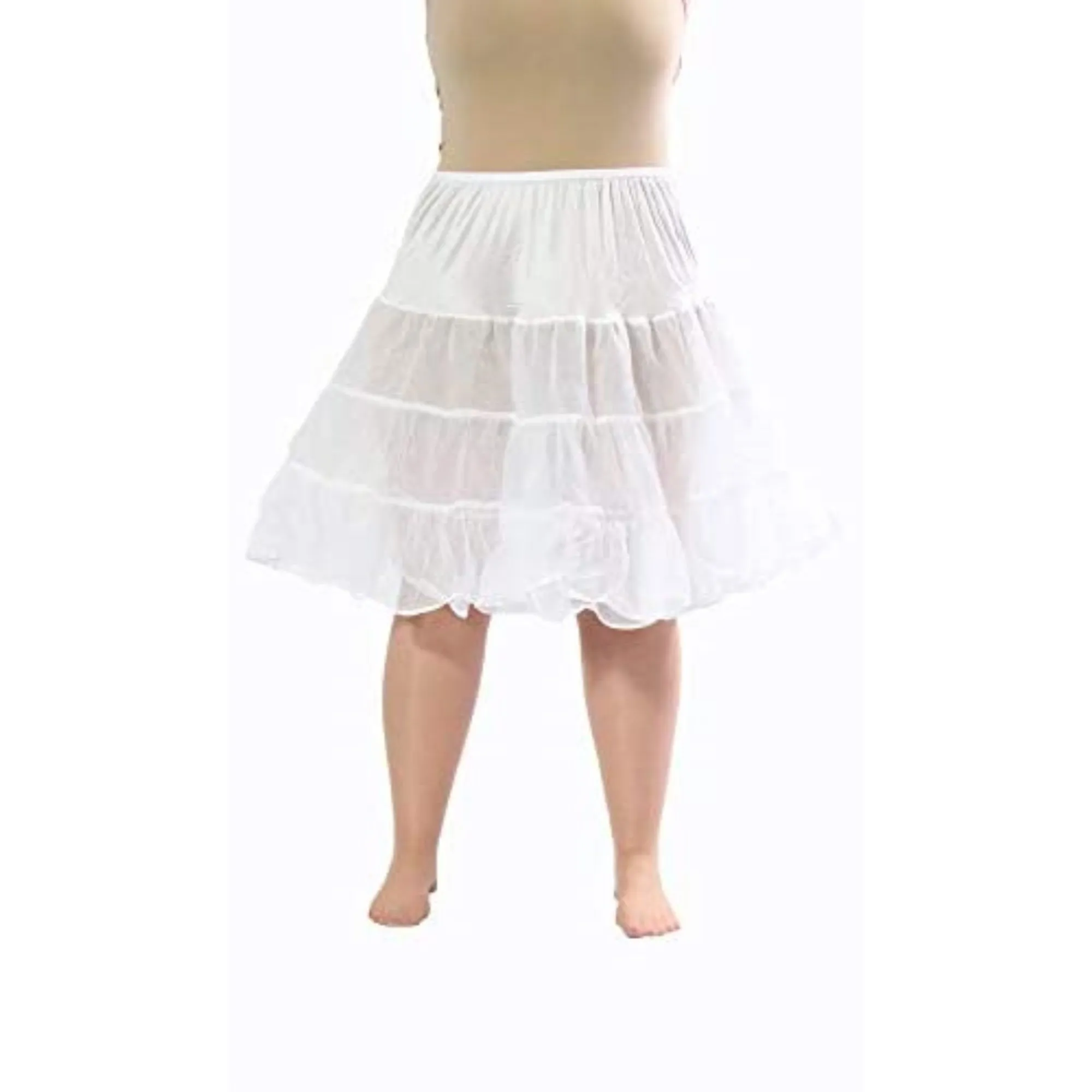 417 Women's Sexy Tea Length Petticoat-White