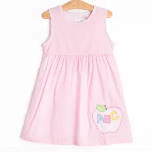 ABC Apple Applique Dress, Pink