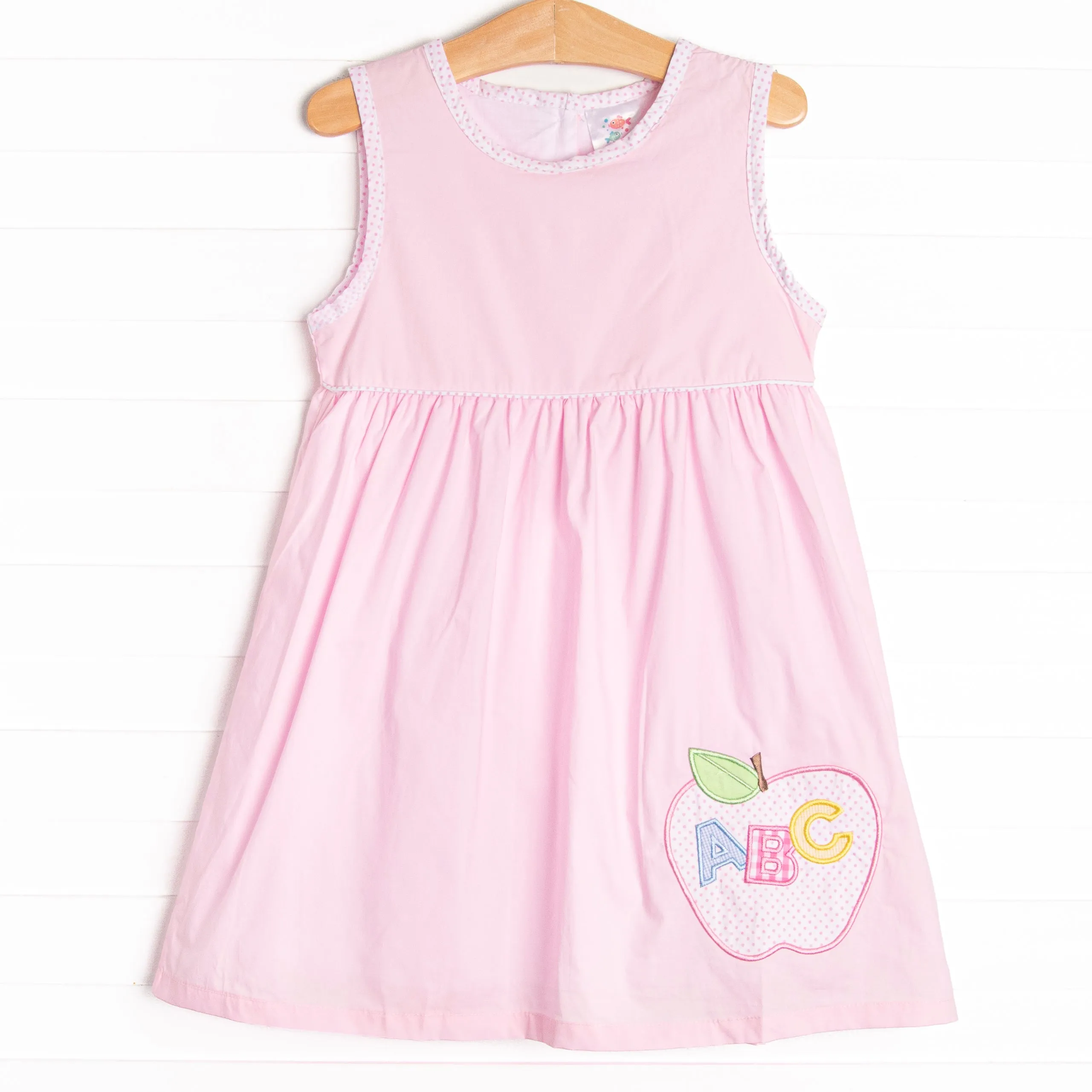 ABC Apple Applique Dress, Pink