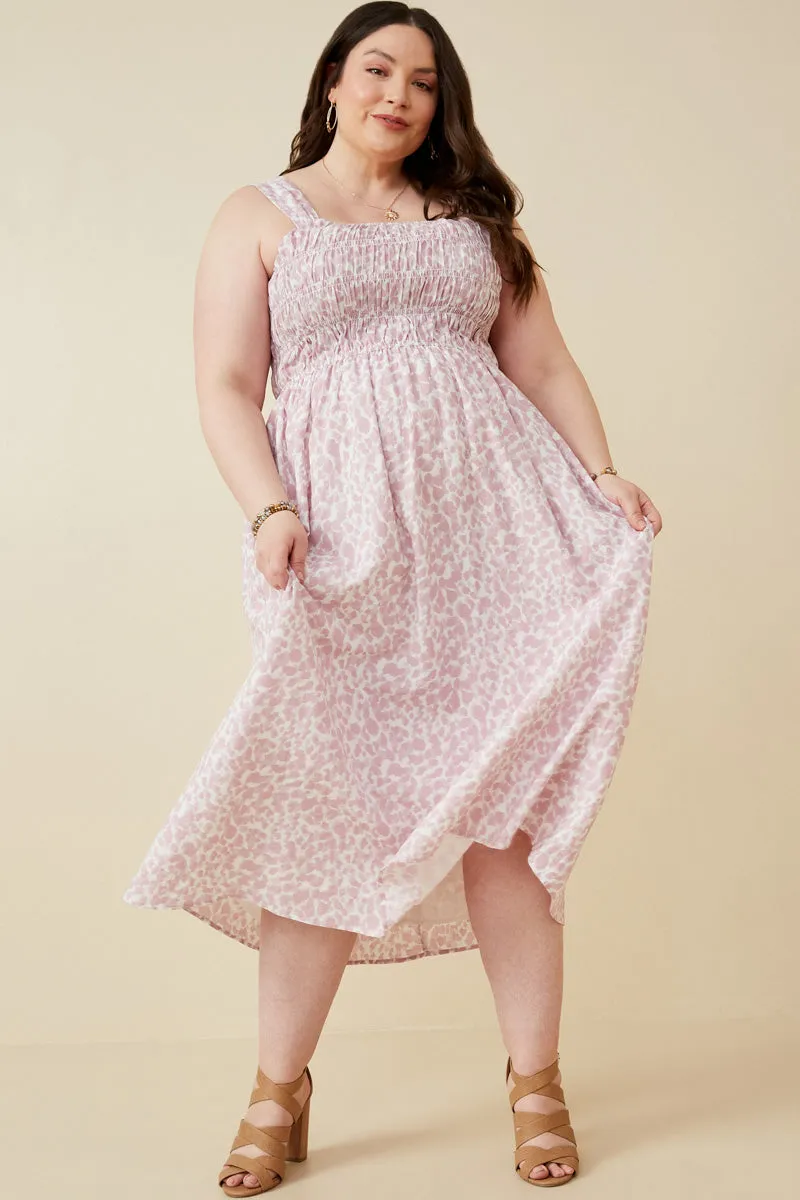 Abstract Polka Dot Print Smocked Tank Dress