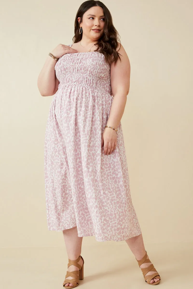 Abstract Polka Dot Print Smocked Tank Dress
