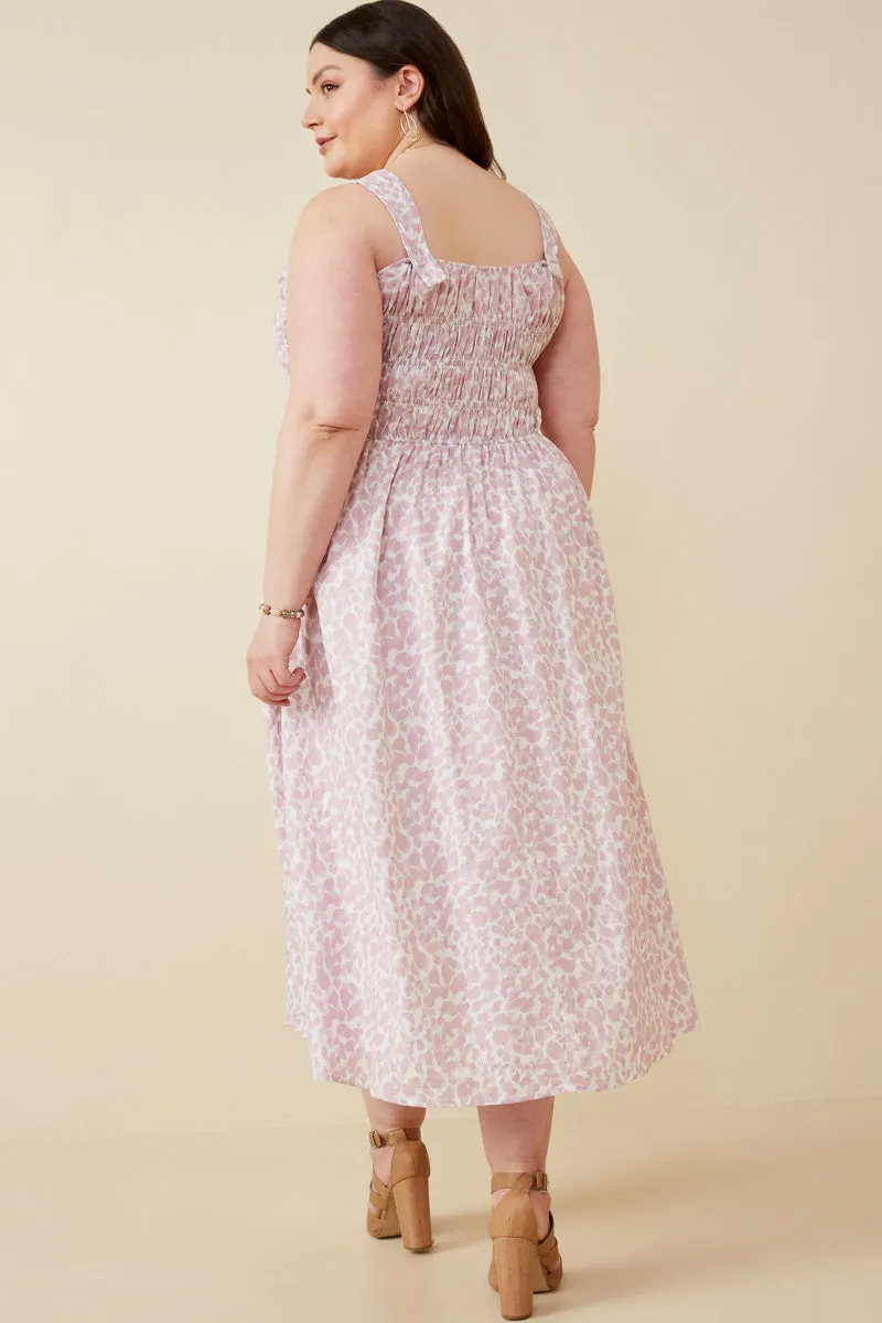 Abstract Polka Dot Print Smocked Tank Dress