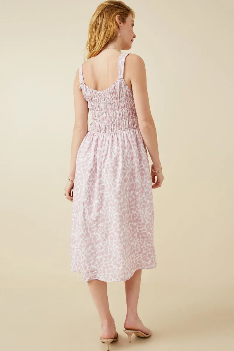 Abstract Polka Dot Print Smocked Tank Dress