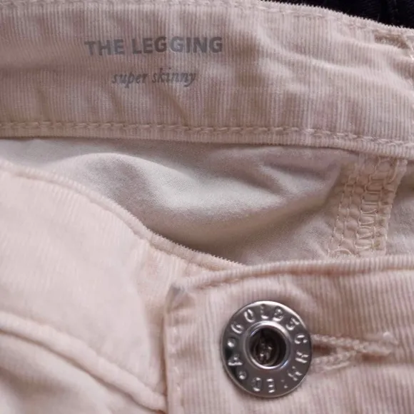 AG Adriano Goldschmied The Legging Ankle Skinny Cream Corduroy Pant Size 26