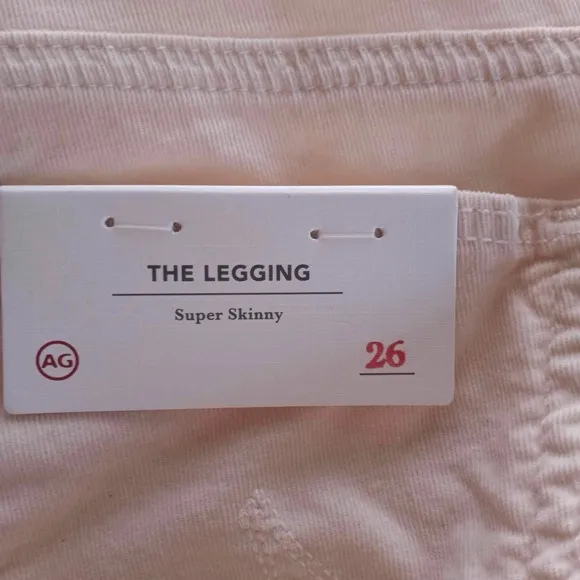 AG Adriano Goldschmied The Legging Ankle Skinny Cream Corduroy Pant Size 26
