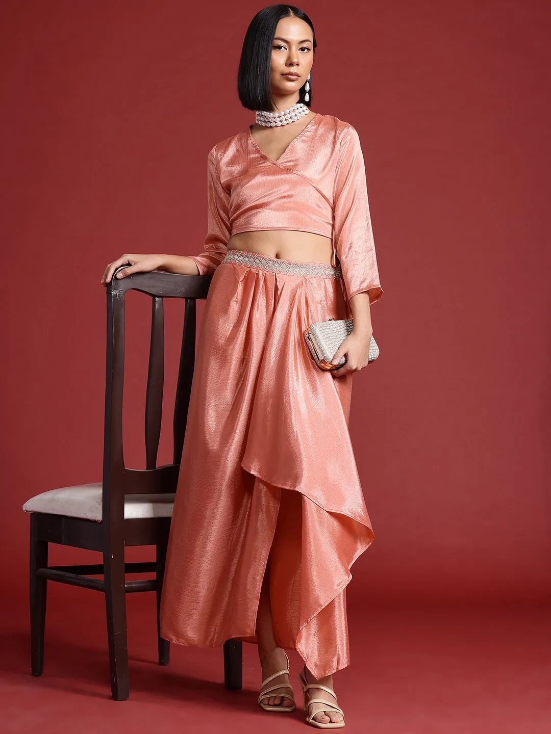 all about you Embroidered Detail Wrap Ethnic Co-ords