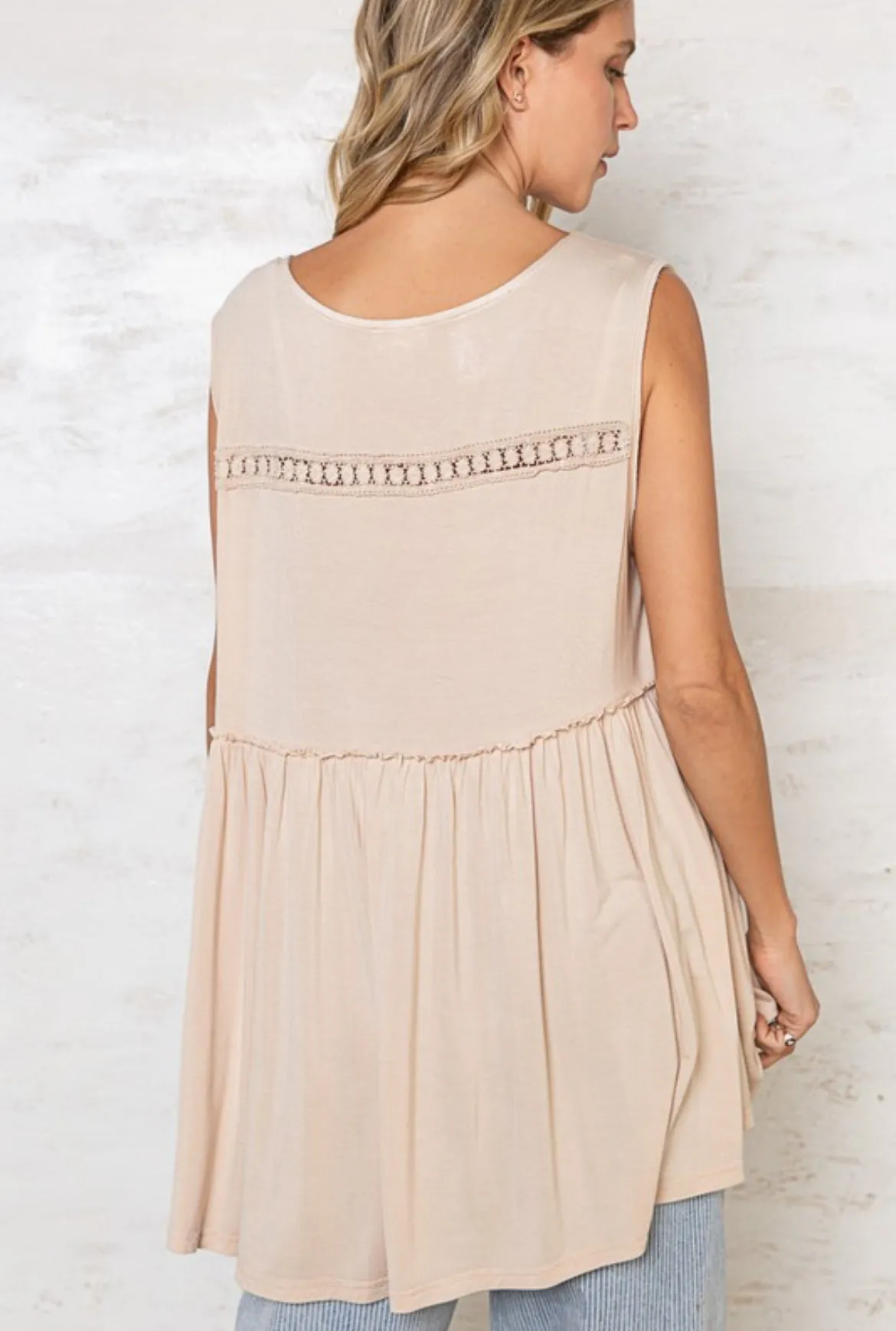 Almond Lace Trim Top