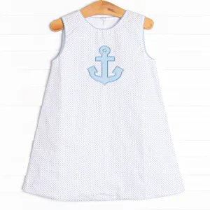 Anchors Aweigh Applique Dress, Blue
