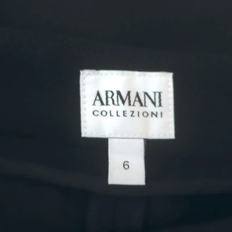 Armani Collezioni Trousers Black Stretch Virgin Wool Size 6 Straight Leg Pants