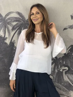 Atrium Silk Top - White