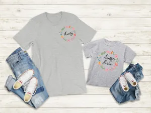 Aunty & Aunty's Bestie Floral Wreath T-Shirts