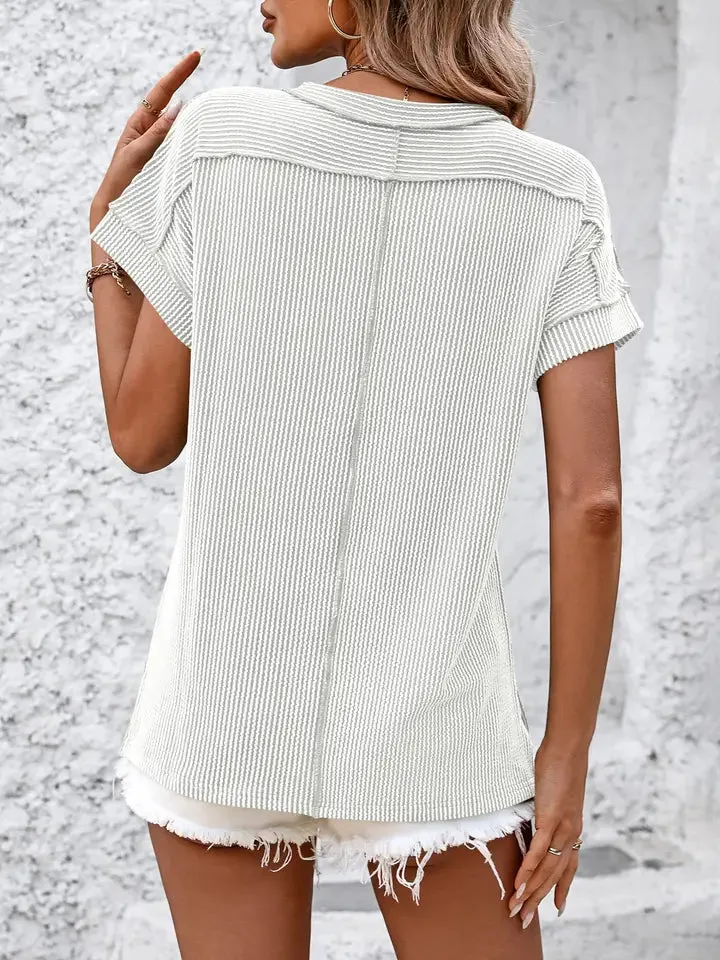 Backstitch Textured Tee - Black