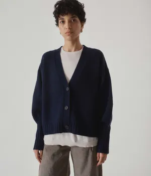 BALLOON SLEEVE CARDIGAN IN INDIGO