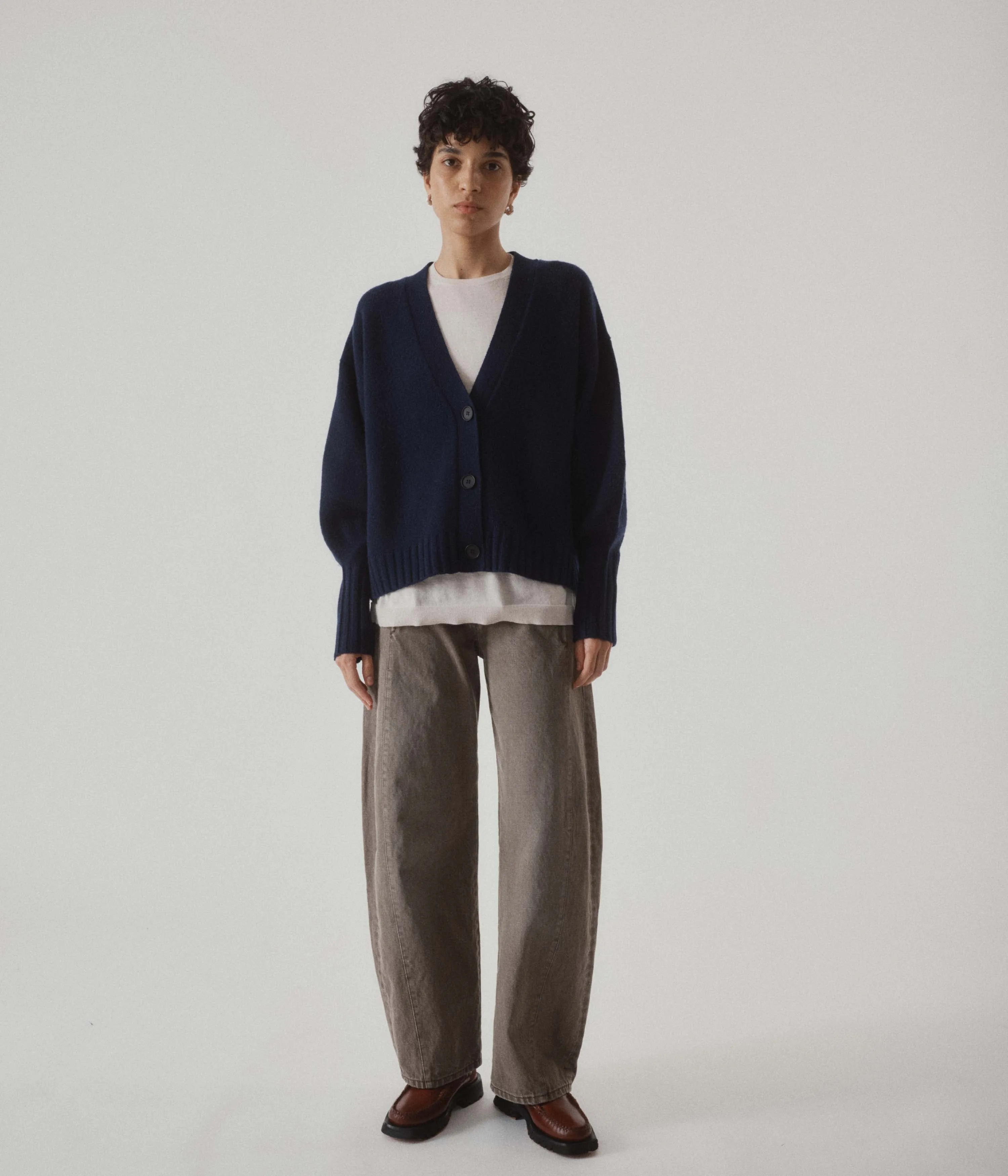 BALLOON SLEEVE CARDIGAN IN INDIGO