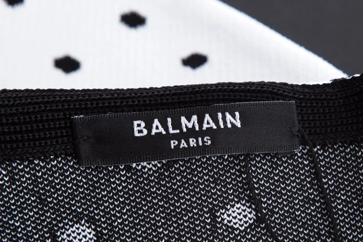 Balmain Black & White Strapless Polka Dot Mini Dress SZ 36