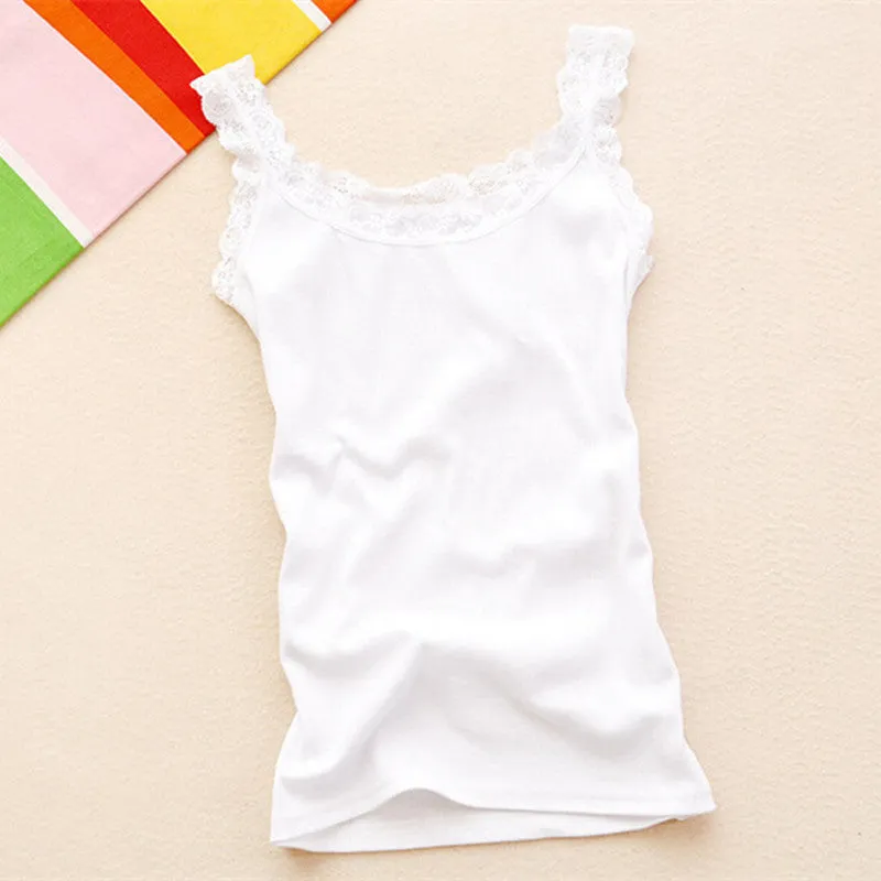 Basic Lace V-neck Vest Women Comfortable Soft Lace Tanks Solid Colot Cotton Lace Tank Top Tunic