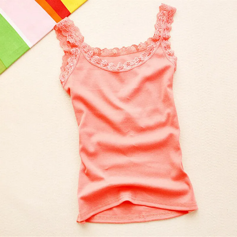 Basic Lace V-neck Vest Women Comfortable Soft Lace Tanks Solid Colot Cotton Lace Tank Top Tunic