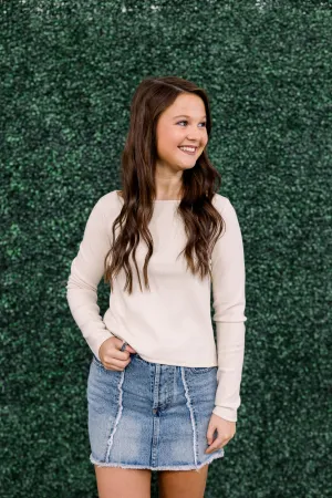 Bell Back Tie Long-Sleeve Top