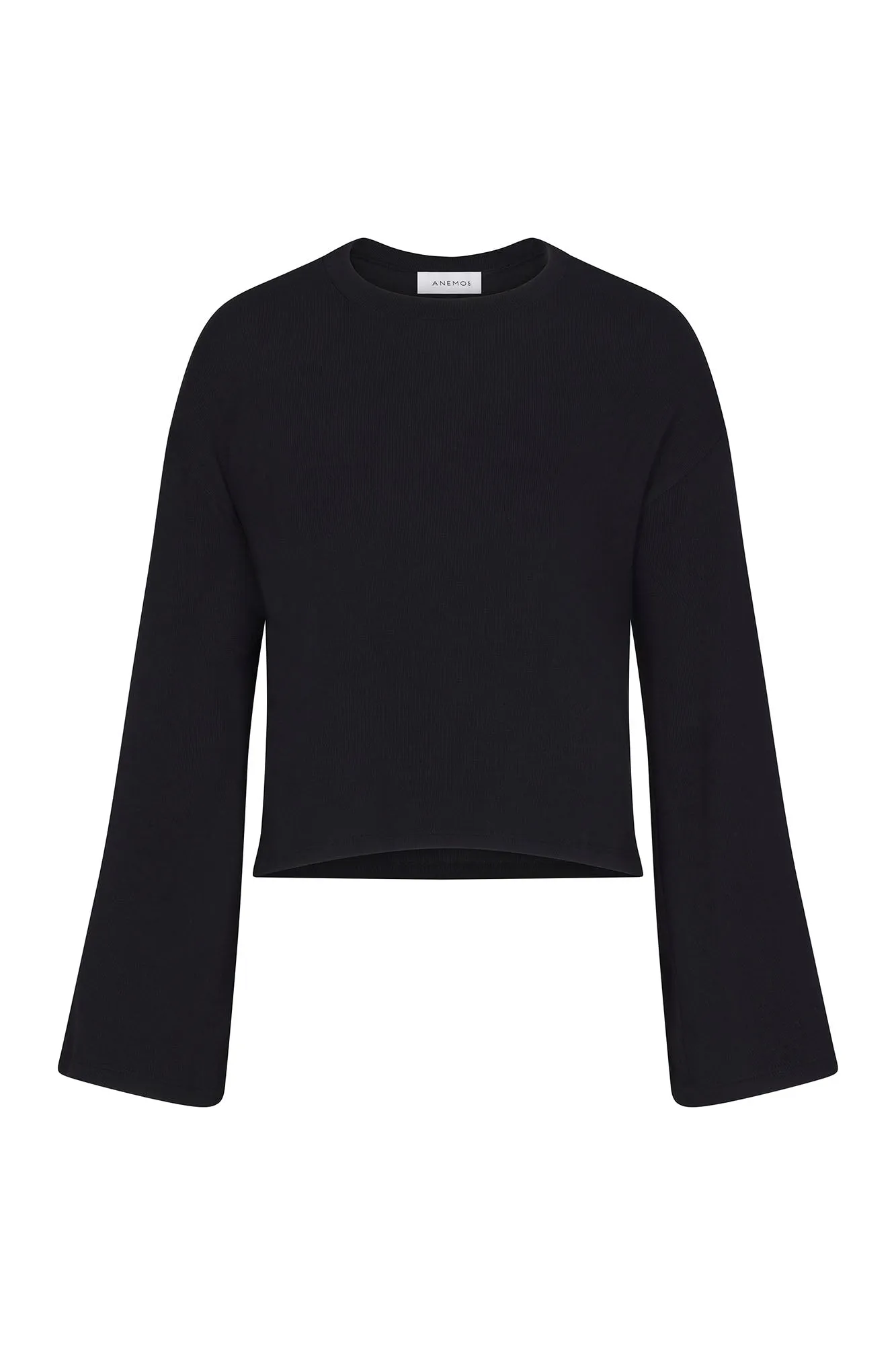 Bell Sleeve Boxy Crop Sweater in Tencel Rib Knit