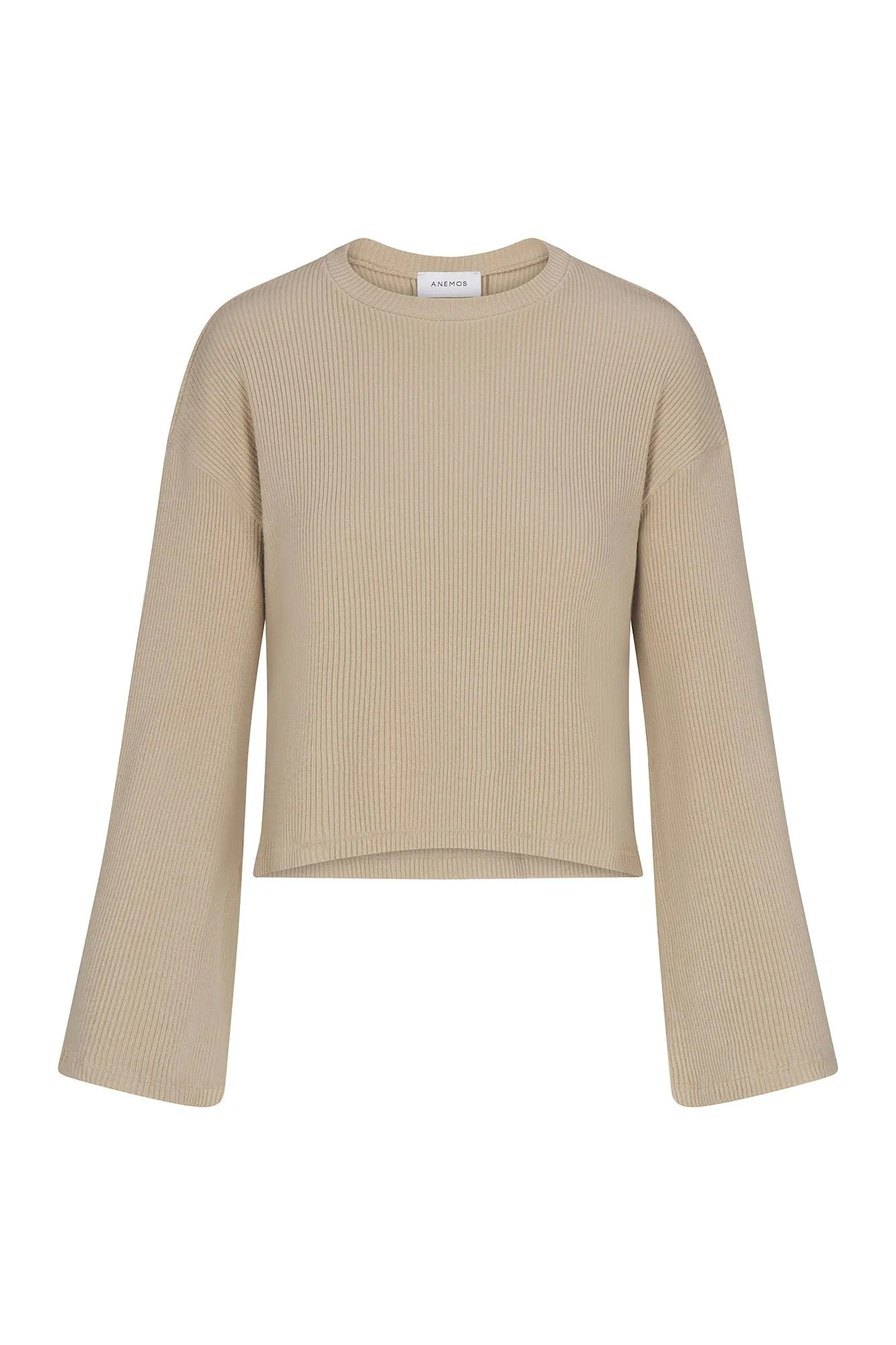 Bell Sleeve Boxy Crop Sweater in Tencel Rib Knit