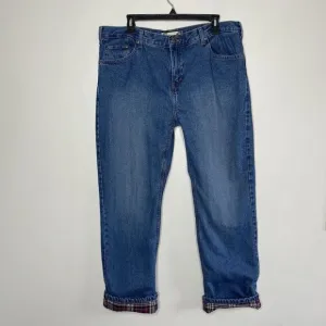 BERNE Flannel Lined Jeans Womens 16 Regular Medium Wash Denim Work Pants