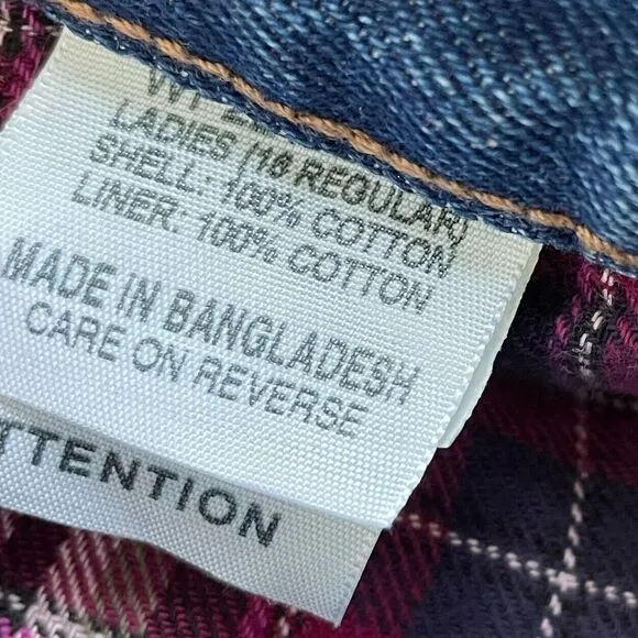 BERNE Flannel Lined Jeans Womens 16 Regular Medium Wash Denim Work Pants