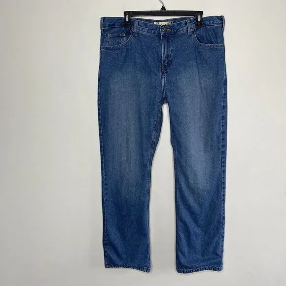 BERNE Flannel Lined Jeans Womens 16 Regular Medium Wash Denim Work Pants