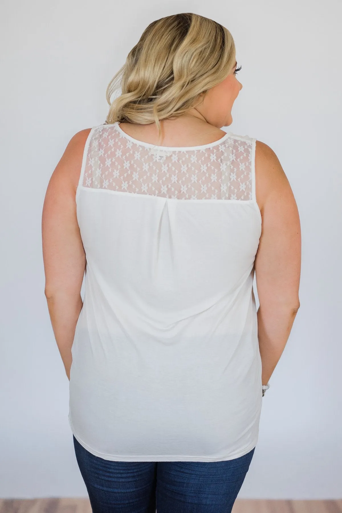 Best of my Days Lace & Zipper Tank Top- Ivory