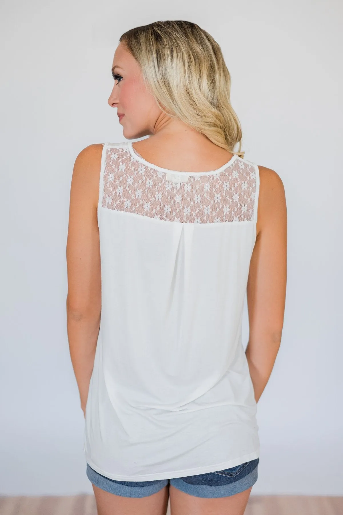 Best of my Days Lace & Zipper Tank Top- Ivory