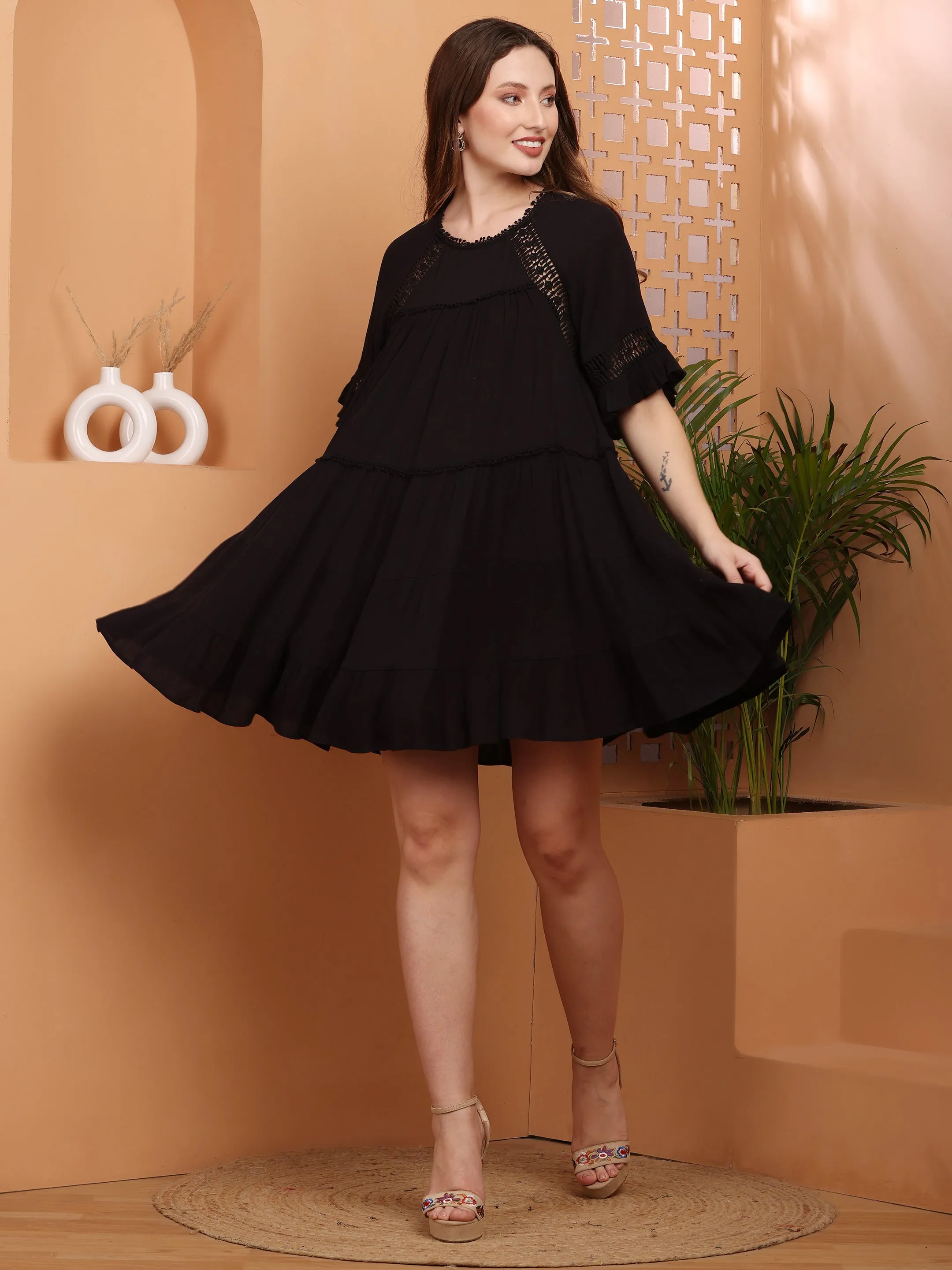 Black Lace Midi Dress