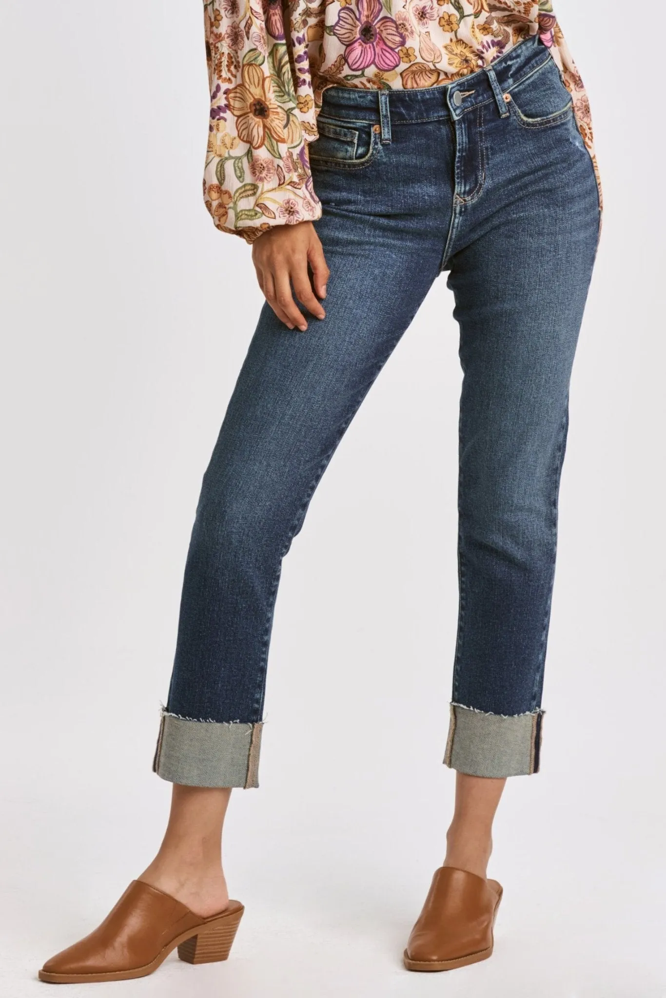 Blaire High Rise Cuffed Slim Straight Jeans