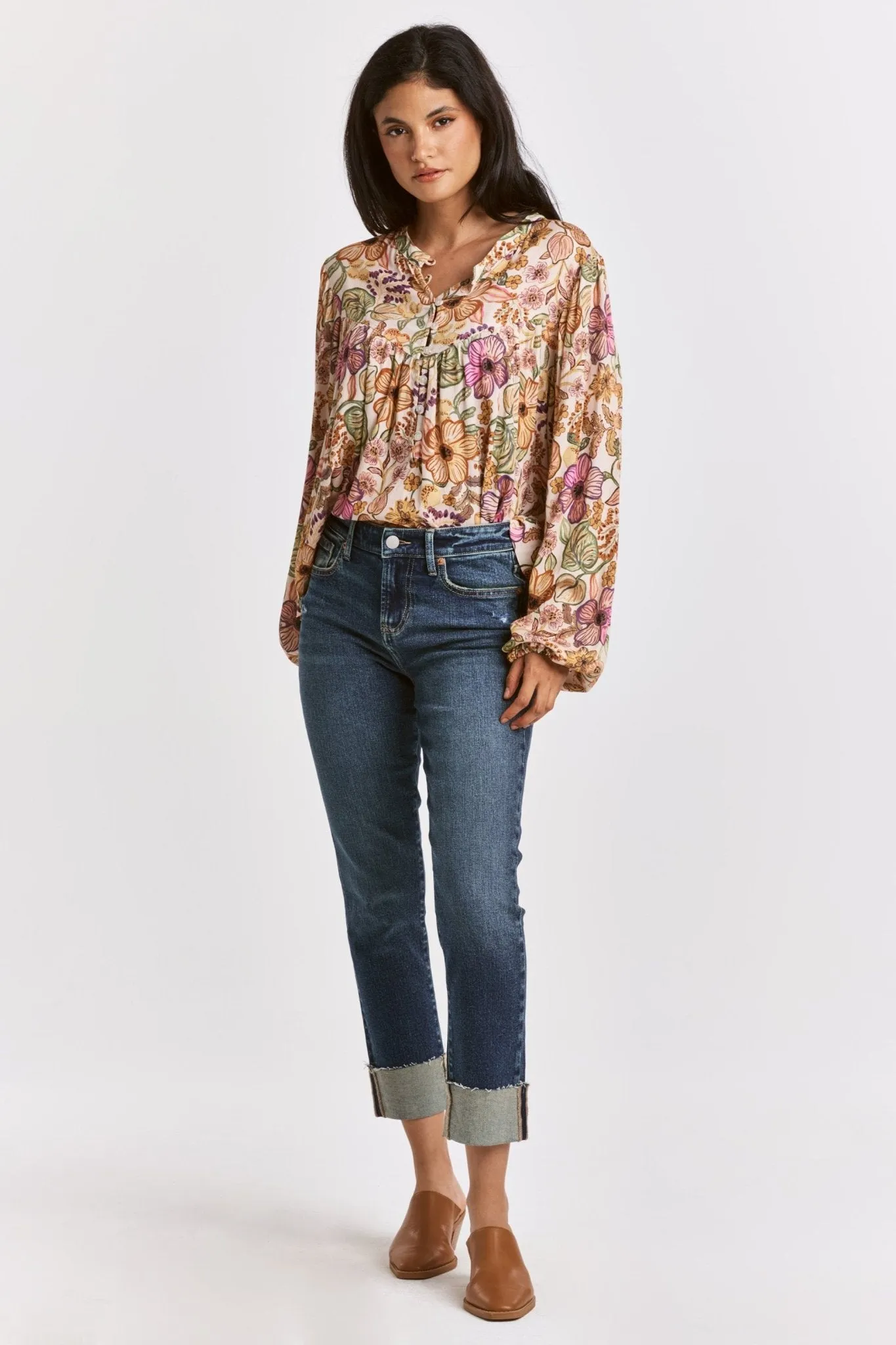 Blaire High Rise Cuffed Slim Straight Jeans