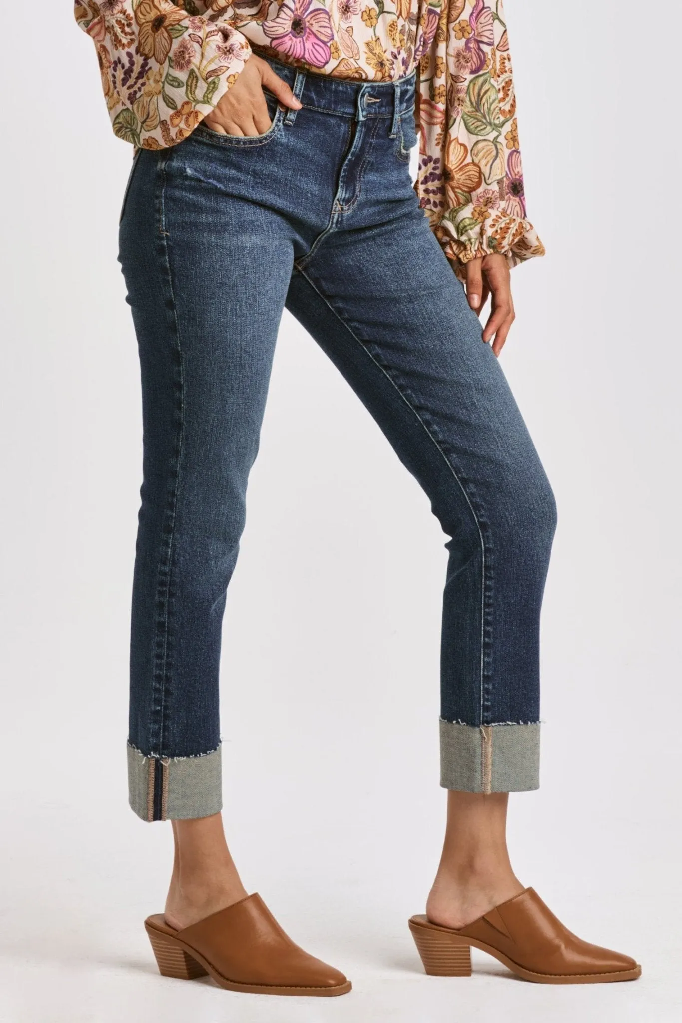 Blaire High Rise Cuffed Slim Straight Jeans