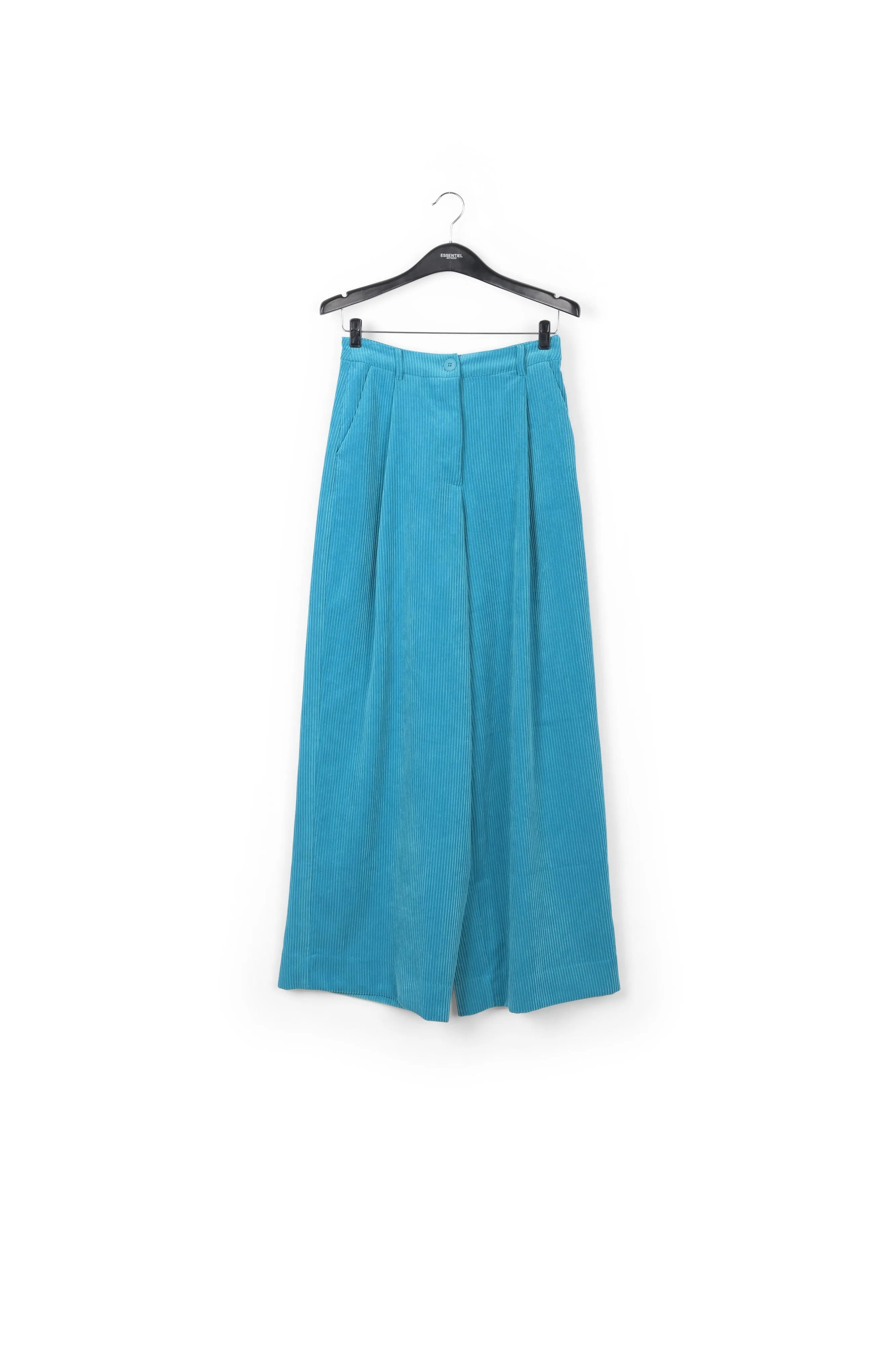 Blue wide-leg corduroy pants