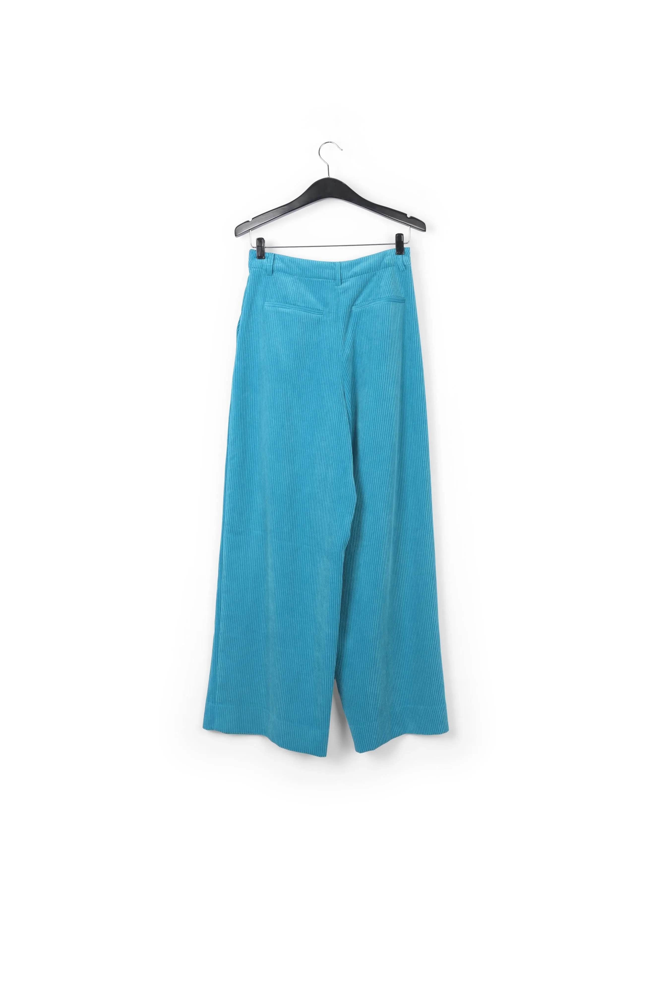 Blue wide-leg corduroy pants