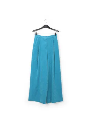 Blue wide-leg corduroy pants