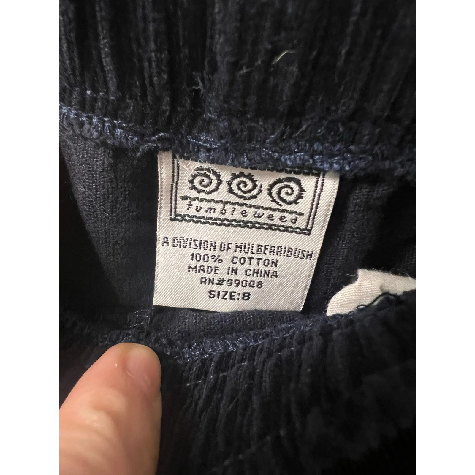 Boy's Tumbleweed/Mulberribush Navy Blue Elastic Waist Corduroy Cotton Pants Sz 8