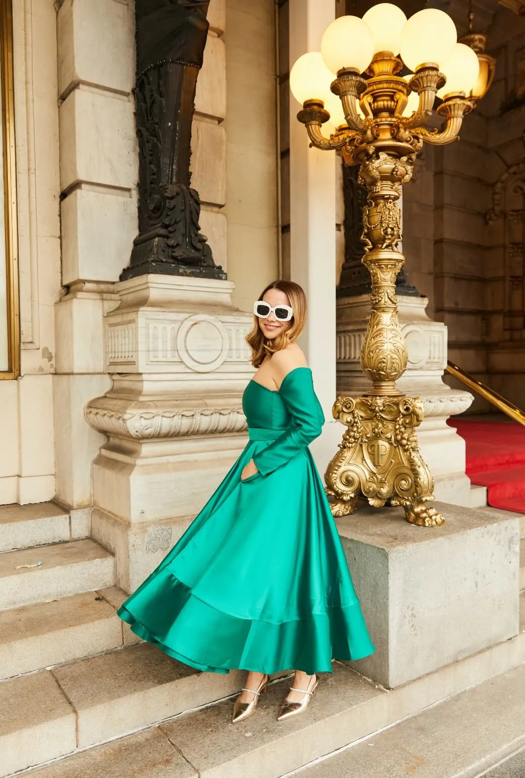 Buru x Old Soul Etiquette Lucinda Skirt - Green Satin & Twill