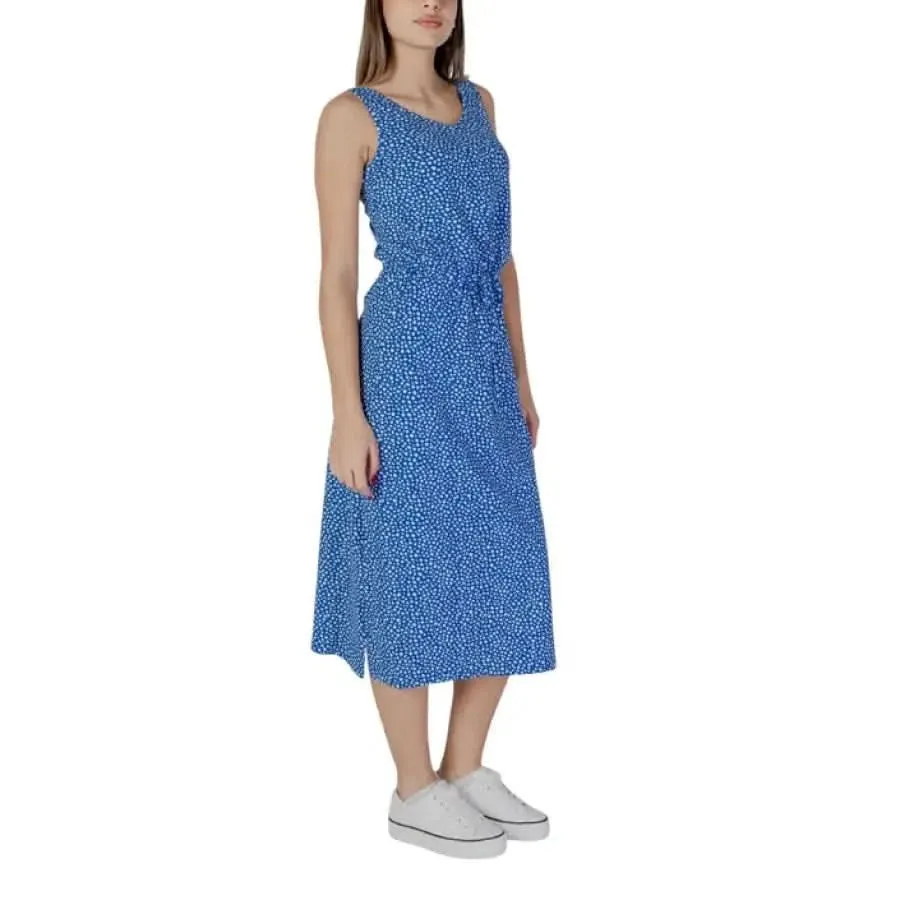 B.young White Polka Dot Sleeveless Dress