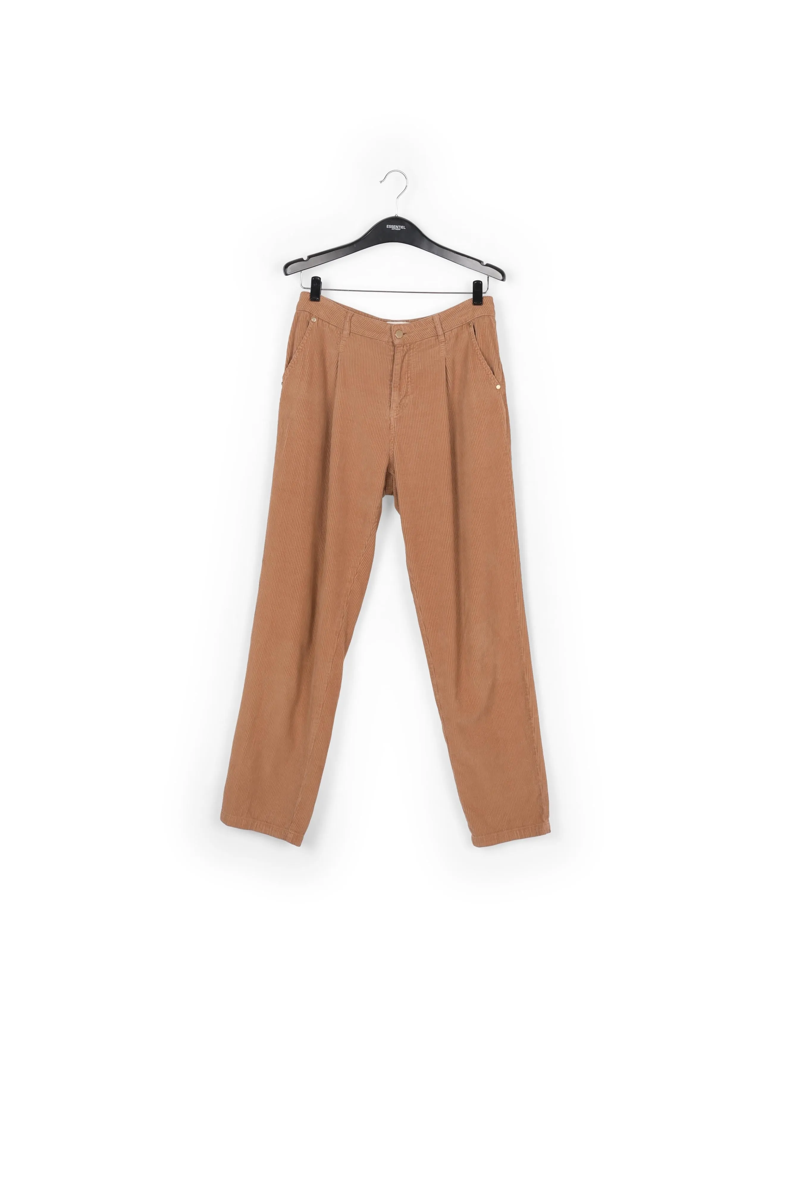 Camel cotton-corduroy pants