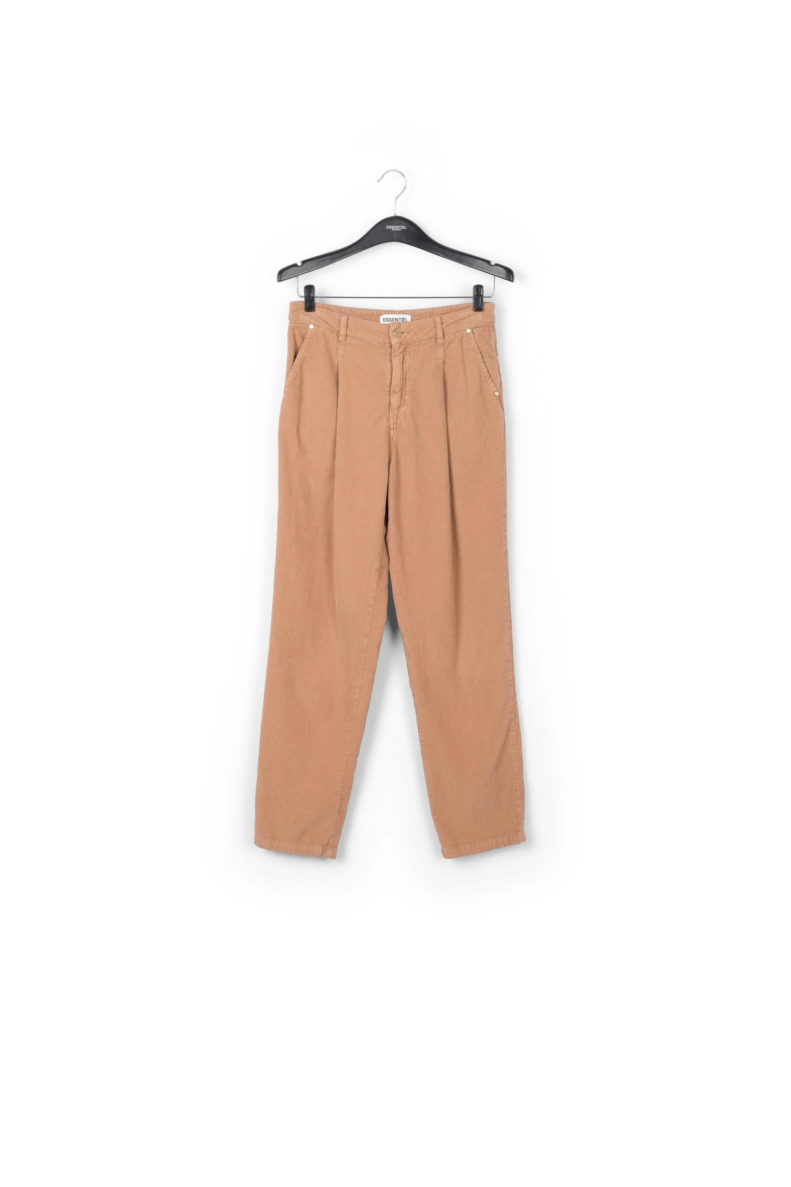 Camel cotton-corduroy pants