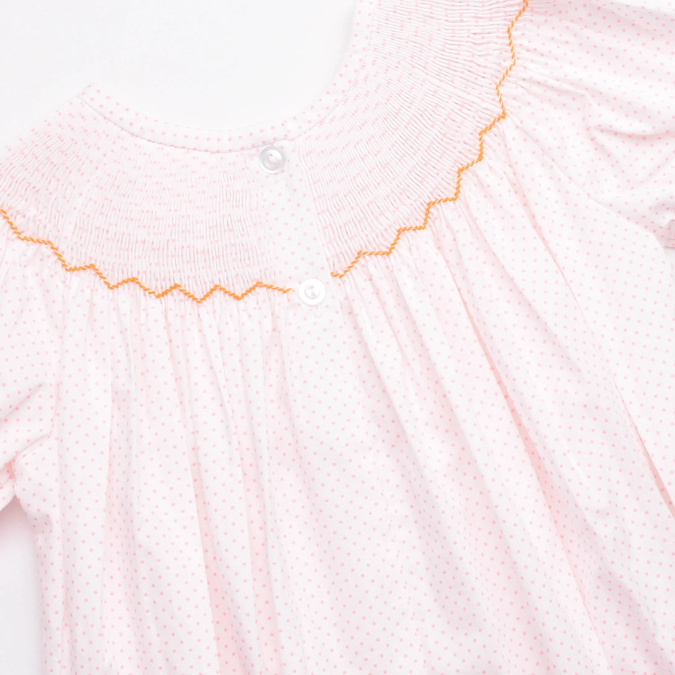 Candy Corn Cutie Smocked Dress, Pink Bitty Dot