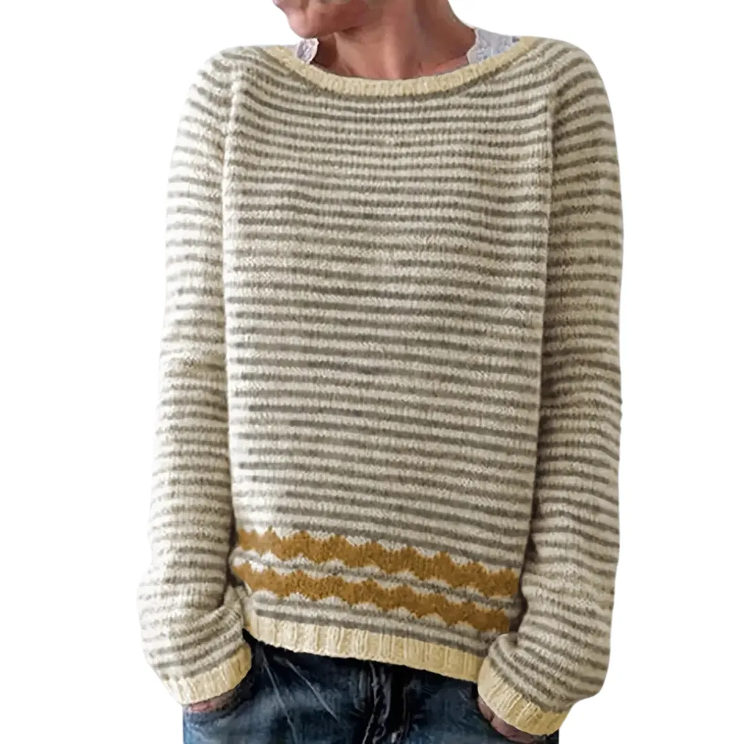 Carley | Women Classic Boat Neck Sweater | Stripe