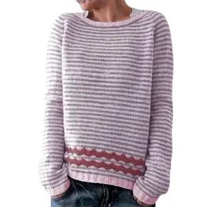 Carley | Women Classic Boat Neck Sweater | Stripe